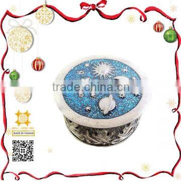 Best selling blue round custom made jewelry boxes