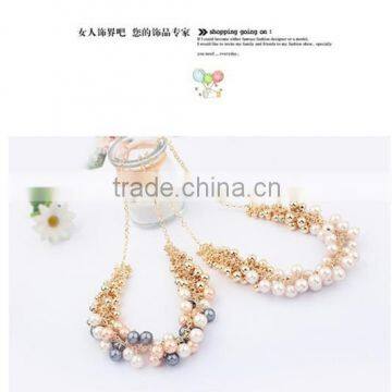 Black Grey Pearl Choker Collar Vintage Pendant Statement Necklace Women Necklaces & Pendants Fashion Necklaces for Women 2014