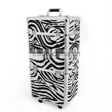 zebra trolley cosmetic station case for makeup