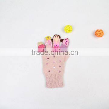 Colorful finger gloves/finger puppet glove/red knitted gloves chinese girls