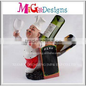 Polyresin Chef Design Decorative Wine Bottle Holders OEM