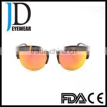 Newest Design Plastic Acetate Custom Made Half Frame Sunglasses With Gold Mirror Lenses