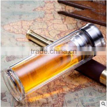 Spill-proof Strong Double Wall Glass Tea Tumbler /water Bottle (Travel Mug) With Strainer And Flat Top Lid 320ML photo-2
