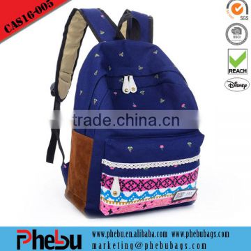 2016 Wholesale Trendy School Bag Canvas Fashion Backpak(CAS16-005)