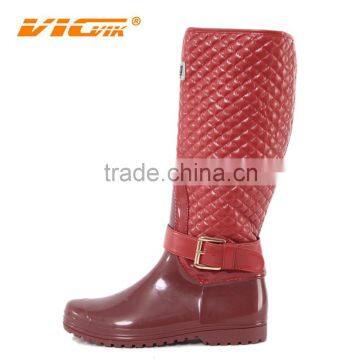 2015 new fashion red silicone leather upper rubber boots