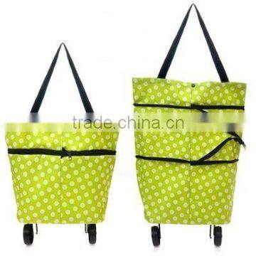 Folding Trolley From SanQi, Large Lightweight Shopping Trolley Foldable Wheel Luggage HandBag Cart with 2 Wheels Green