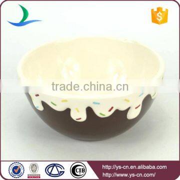 Sweet treat brown & white color ceramic ice cream sundae bowls