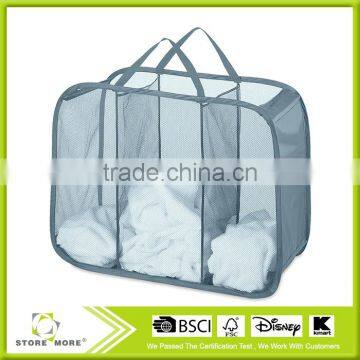 Laundry Sorter Hamper Toy Storage 3 Compartment Blue photo-3
