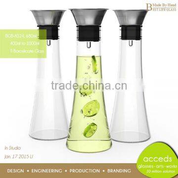 Hand Blown 16Oz Glass Juice Bottle With Caps photo-2