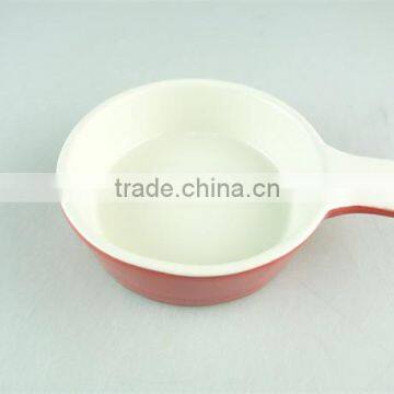 Hot Selling Glazed Red Ceramic Bake Plate With One Handle, Durable Ceramic Bakeware photo-2