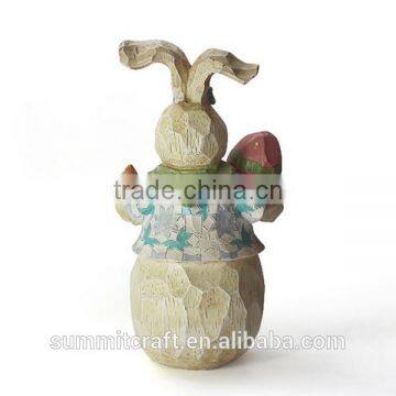 Resin Rabbit With Easter Egg in Hand Figurines Craft Easter Bunny photo-2