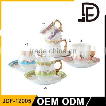 Gold Emboss New Bone Coffee Cup and Saucer Sets photo-2