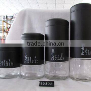 4 Pieces Metal Coat Glass Spice Jar Set photo-3
