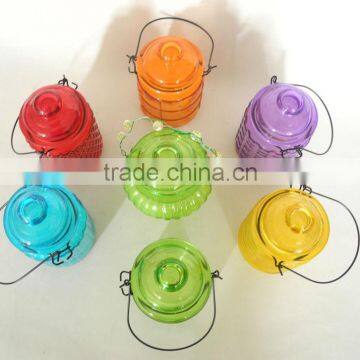 hot colorful cylinder with handle glass candel jars holder