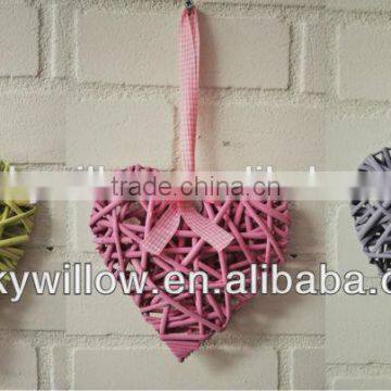 Hanging Wicker Heart for Wedding Party Decoration With Gingham Ribbon photo-5