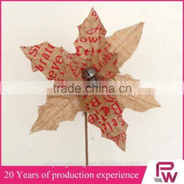 New Design Linen Poinsettia Flower Christmas Decorations photo-6