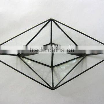Stained Glass Ship Home Decor Vase Origami Boat Glass 3D Sculpture Terrarium photo-3