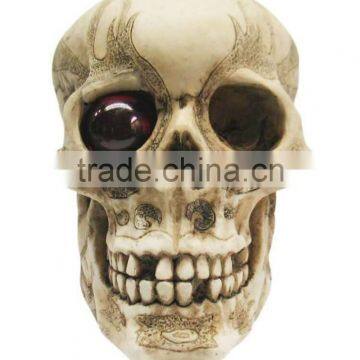 2017 Hot sale high quality hand carved polyresin skull for decoration