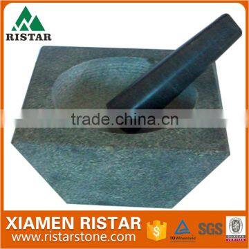 Square granite stone mortar and pestle