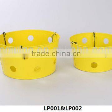 Popular yellow metal hanging buckets set