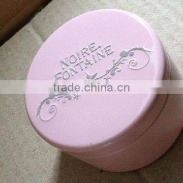 Round Metal Cosmetic Tin Container, Seamless Candle tin with dembossing inside lid