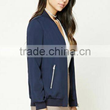 Korean Clothing Style Lady Winter New Model Blue Fashion Baseball Coat Longline Bomber Jacket Wholesale China Manufacturers photo-3