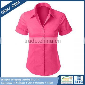 Ladies Office Uniform Design Shirt With Color Match Buttons for Closure photo-3