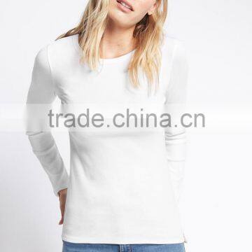 2017 New 100% Cotton Slim Fit Ladies Base T-shirt O Neck Blank Long Sleeve Women T-shirt photo-4