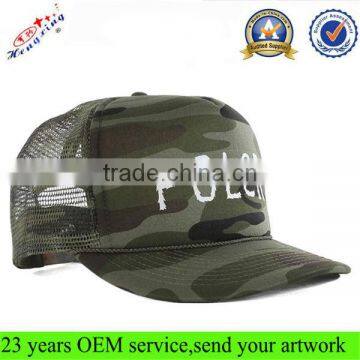 Custom stylish 5 panel snapback mesh camo wholesale blank trucker hats