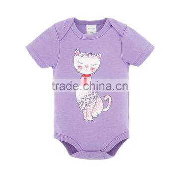 China Factory Cute Cats Design Short Sleeve 100% Cotton Baby Clothes For Newborn