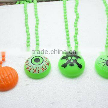 Halloween symbol led necklace plastic beads led necklaces glowing necklace jewelry with custom logo for promotion gifts