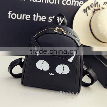 2017 Shoulder Bag Women for Shopping Black Daily Leather Backpack Animal Cute Cat Bag photo-3