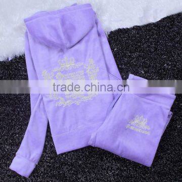 Hot Sale Fashion Popular Velvet Tracksuit Wholesale Cheap Women's Velvet Tracksuit 2017 Design Tracksuit photo-3