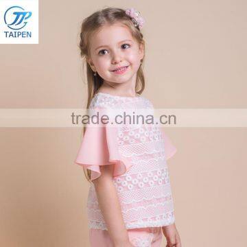 Sweet Style Chiffon Fabric Top Ruffle Sleeve Kids Girls T Shirt photo-3