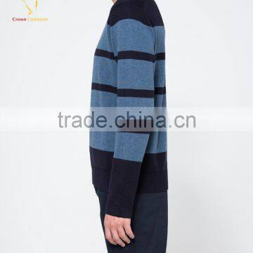 Stripe Crewneck Long Sleeve Pattern Knitted Sweater Pullover For Men photo-3