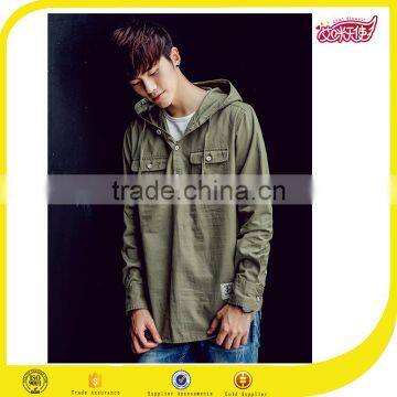 Fashion Korean Style Men Military Green Winter Jacket With Hoodie Mens Hoodie&jacket Design