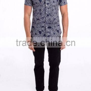 Ahead of Fashion Abstract-printing Men's Button up Collar Shirt Design With Labels