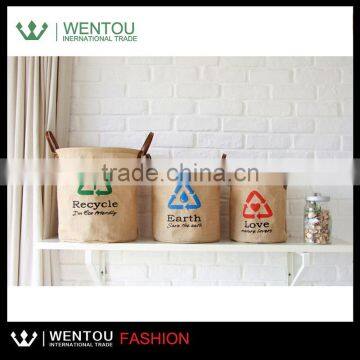 New Design Green Patterned Burlap Basket photo-4