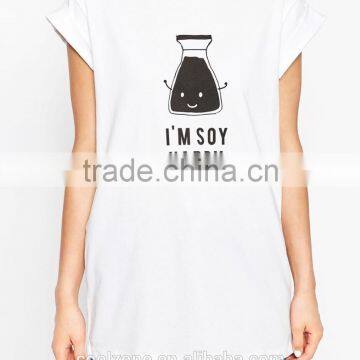 Rolled Sleeves Boyfriend T-Shirts Women Printed Custom T-shirt photo-4