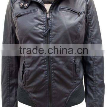 Women's Pu Quilted Fauxleather Moto Biker Jackets #LPU0499 photo-5