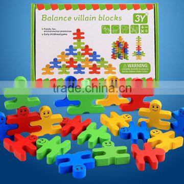 Wooden Creative Cartoon Balance Villain Blocks Toy Eductional Building Block Toys for Kids