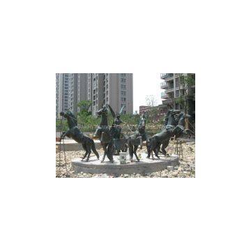 Bronze Horse Sculpture - Gold Apollo Chariot and Horse Bronze Sculpture Statues photo-3