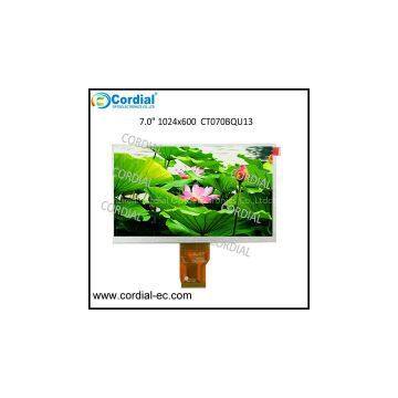 7.0 inch 1024x600 TFT LCD MODULE CT070BQU13, optional with capacitive touchscreen