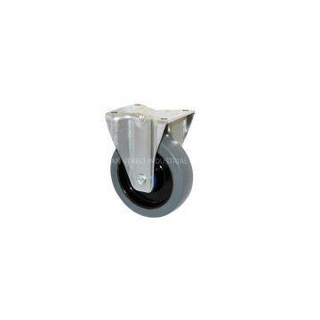5inch Grey 200KG Fixed Elastic Rubber Industrial Castor