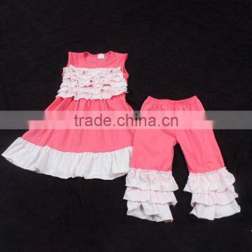 Baby outfits for kids sleeveless ruffle dress with capris 2017 girls summer outfits children ruffle outfit