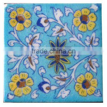 Handmade Blue Pottery Tiles , Blue Pottery Kitchen Tiles