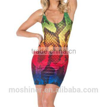 Dress 2015 New Tight Sexy Short Dress MARCELINE DRESS Digital Printing Mini Skirt Cool Summer,latest dress desig S119-166