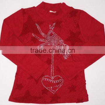 Hand Feeling Lace Star Embroider Lapel Long Sleeve Kids Shirt