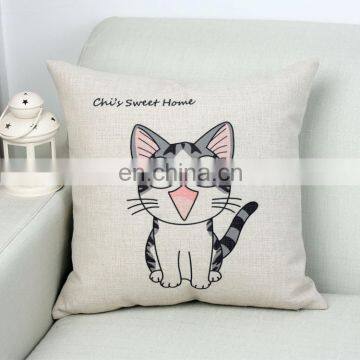 2016 Wholesale Home Decor Digital Printing Cotton And Linen Pillow Cat Cartoon Cushion photo-2