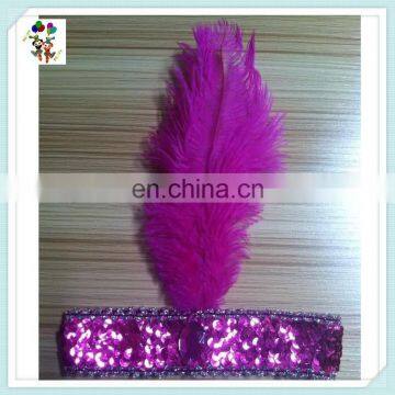 Dancing Party Flapper Feather Purple Sequin Headbands HPC-0781